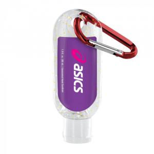 1.9 oz. Single Color Moisture Bead Sanitizer in Clear Bottle with Carabiner