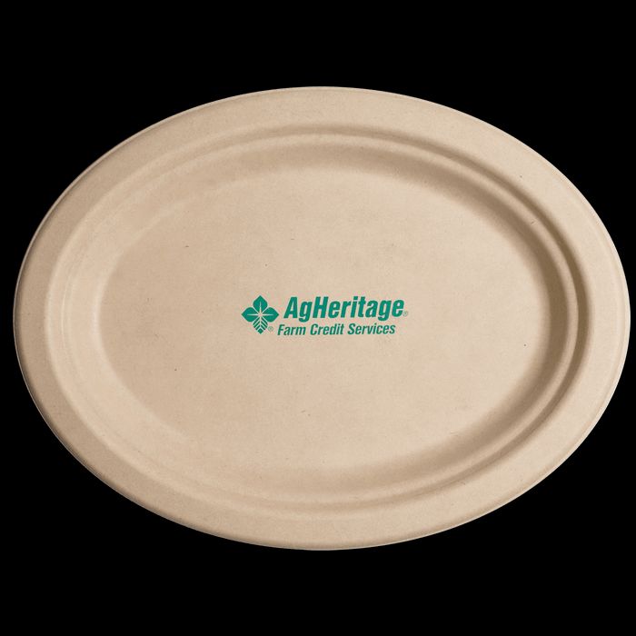 10 inch Kraft Oval Compostable Paper Plate