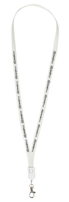 2-in-1 Charging Cable Lanyard - White