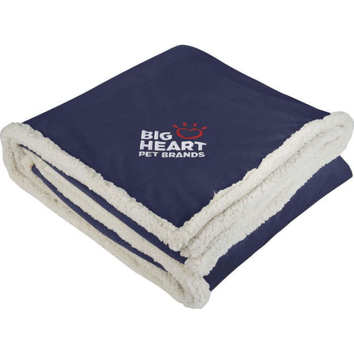 Branded Sherpa Blanket - Navy