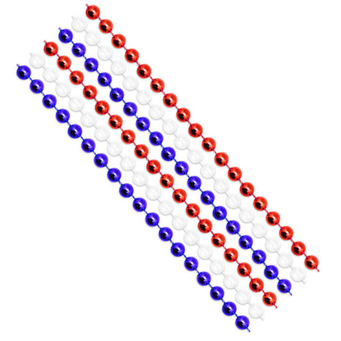 33 inch Patriotic Beads - Red/Blue/White
