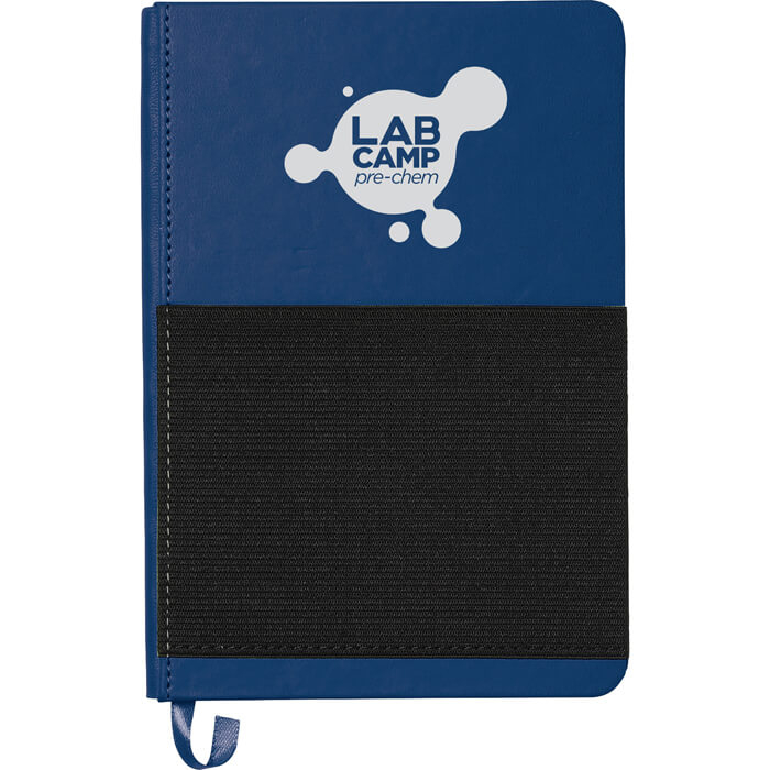 5" x 7" Elastic Phone Pocket Notebook - Blue