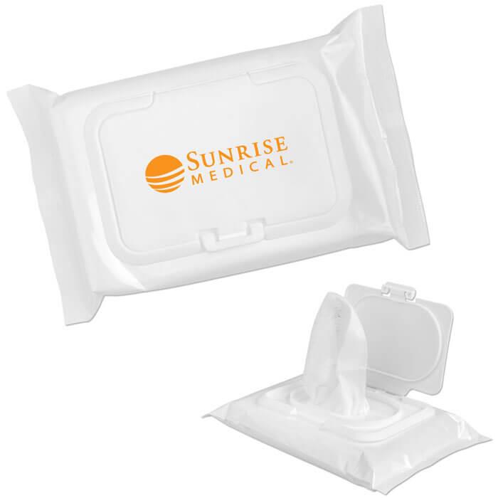 Moist Hand Wipes in a White Bag with Lid