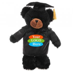 Black Teddy Bear in Graduation 8"