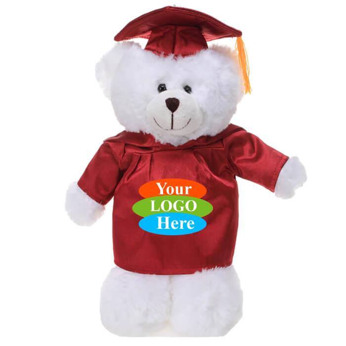 White Teddy Bear in Graduation 8"