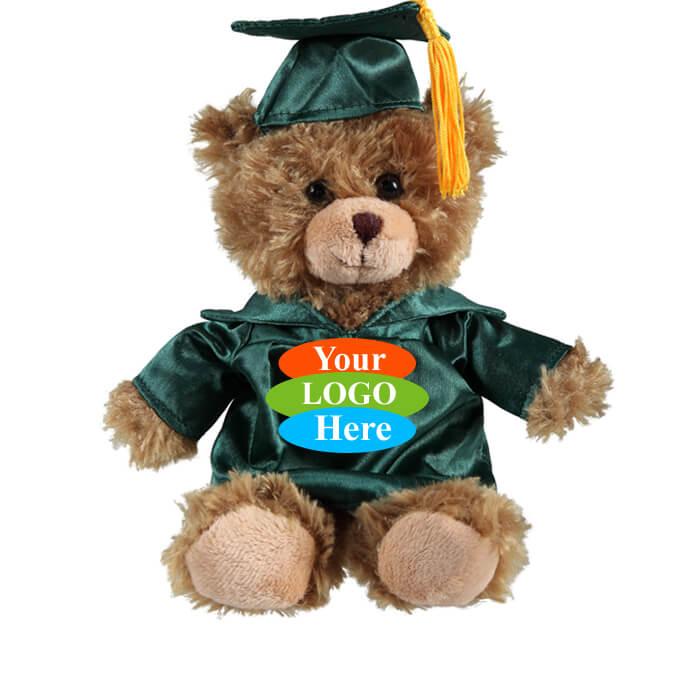 Mocha Curly Sitting Bear in Graduation 6"