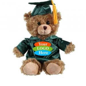 Mocha Curly Sitting Bear in Graduation 6"