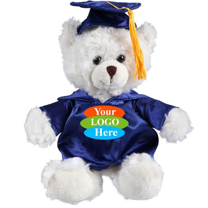 Cream Curly Sitting Bear in Graduation 6"