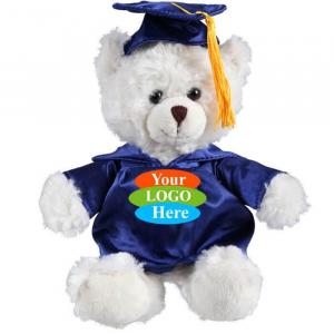 Cream Curly Sitting Bear in Graduation 6"