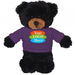 Black Teddy Bear in T-Shirt 8”