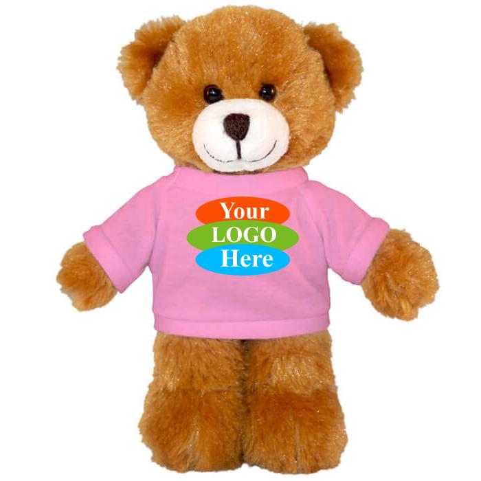 Mocha Teddy Bear in T-shirt 8”