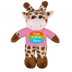 Personalized 12" Giraffe Plush Toys Stuffed Animals w/ Imprinted Logo T-shirt 