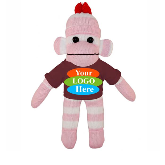 Pink Sock Monkey in T-shirt 16"
