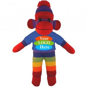 Rainbow Sock Monkey in T-Shirt 10"