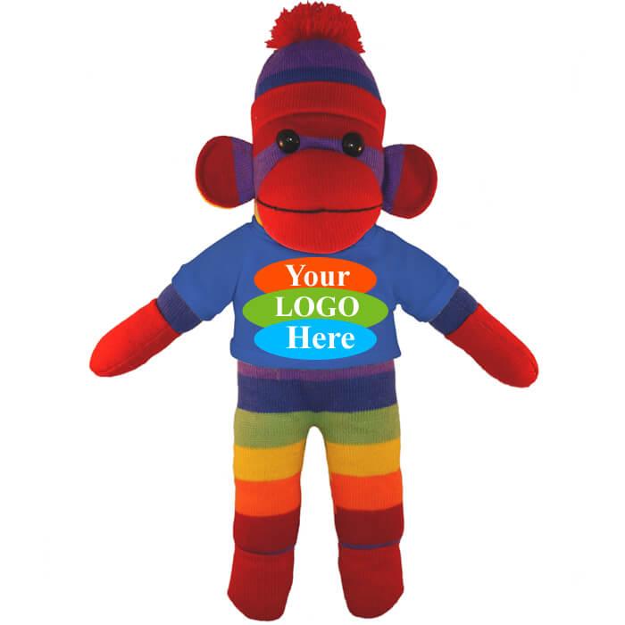 Rainbow Sock Monkey in T-shirt 10"