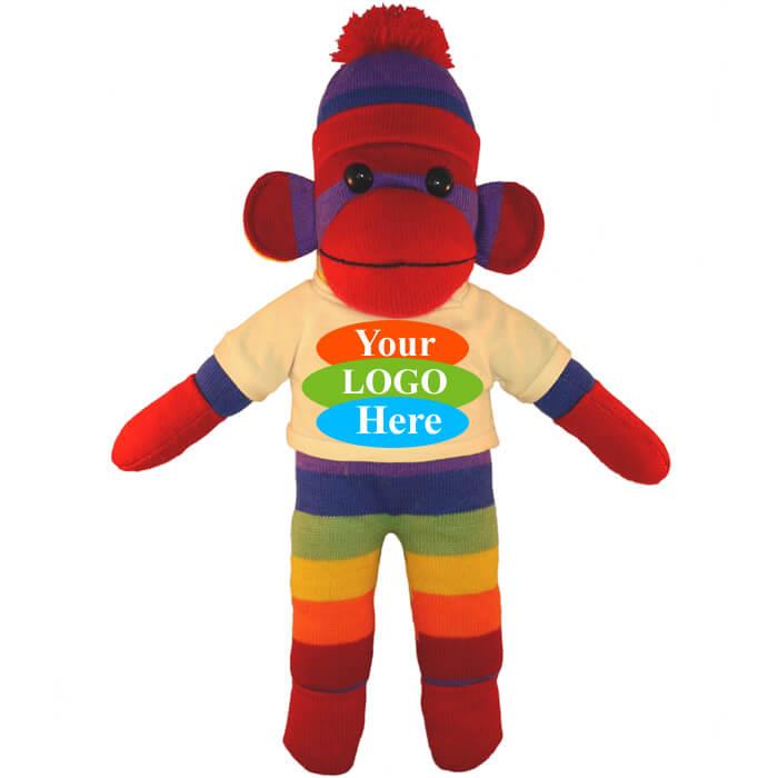 Rainbow Sock Monkey in T-shirt 16"