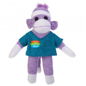 Purple Sock Monkey in Scrub Shirt 8"