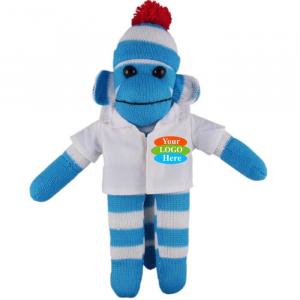 Blue Sock Monkey in Doctor Jacket 8"