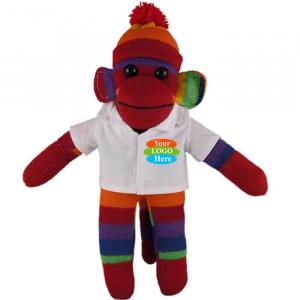 Rainbow Sock Monkey in Doctor Jacket 12”