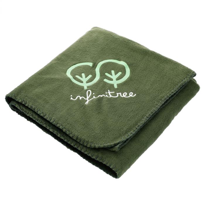 100% Recycled PET Fleece Blanket with Canvas Pouch - Green
