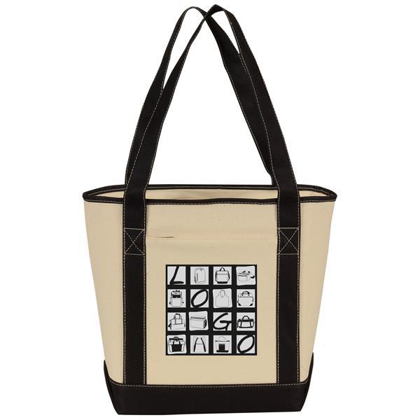 Small Cotton Canvas Zippered Boat Tote - Natural