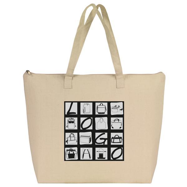 Zippered Natural Cotton Tote