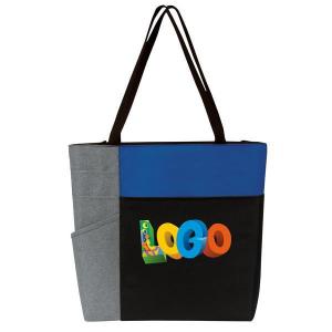 Color Block Pocket Zip Tote