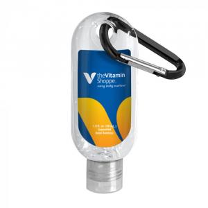 1.9 oz. Clear Sanitizer in Clear Bottle with Carabiner