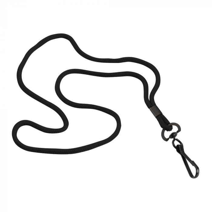 1/8" Polyester Cord Lanyard with Swivel Snap Hook - Black