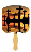 Crosses at Sunset Religious Fan