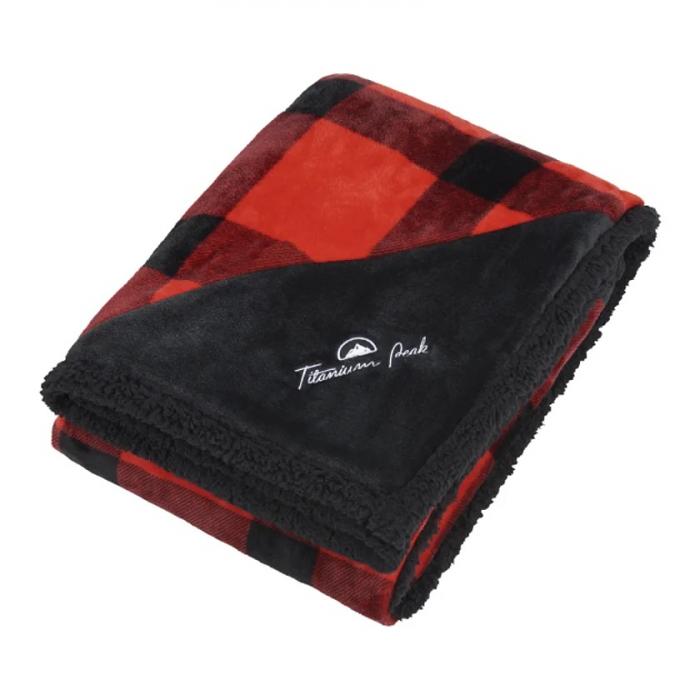 Buffalo Plaid Sherpa Blanket - Red Black