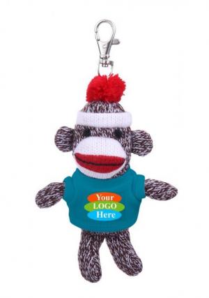 Plush Original Sock Monkey Keychain w/ T-Shirt