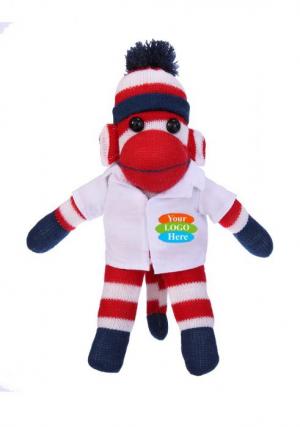 Patriotic Sock Monkey in Doctor Jacket 16"