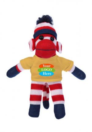 Plush Patriotic Sock Monkey in T-Shirt 10"