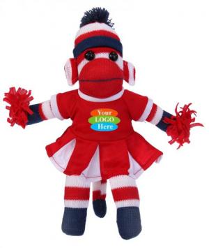 Patriotic Sock Monkey in Cheerleader Outfit 10"