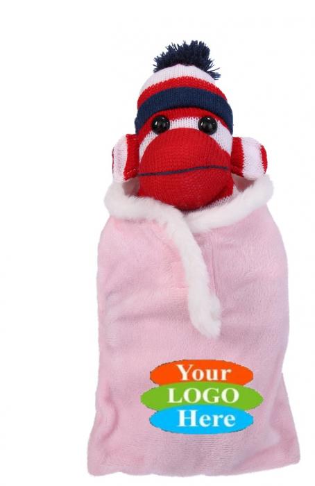 Patriotic Sock Monkey in Baby Sleeping Bag 10"