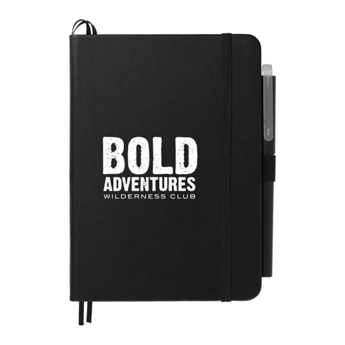 5" x 7" Bulleting Bound Notebook w Pen - Black