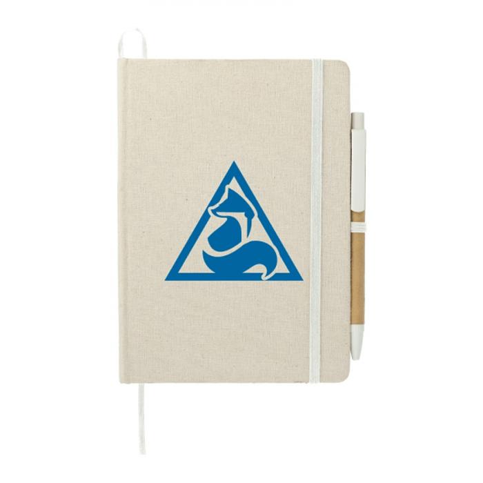 5" x 7" Organic Cotton Bound Notebook w/Pen - Natural