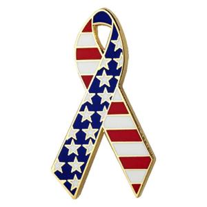 American Flag Ribbon Enamel Lapel Pin
