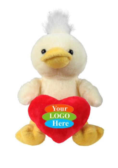 Soft Plush Duck With Heart 8"