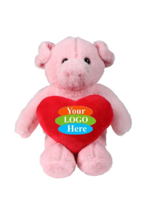 Soft Plush Pig With Heart 8"