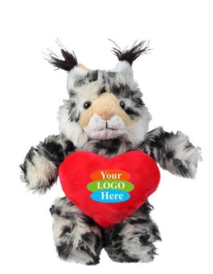 Soft Plush Wild Cat Lynx With Heart 8"