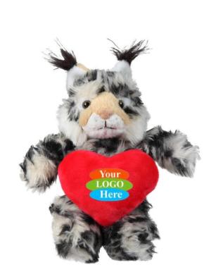 Soft Plush Lynx With Heart 8"