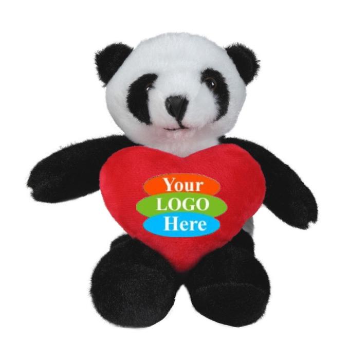 Soft Plush Panda With Heart 8"