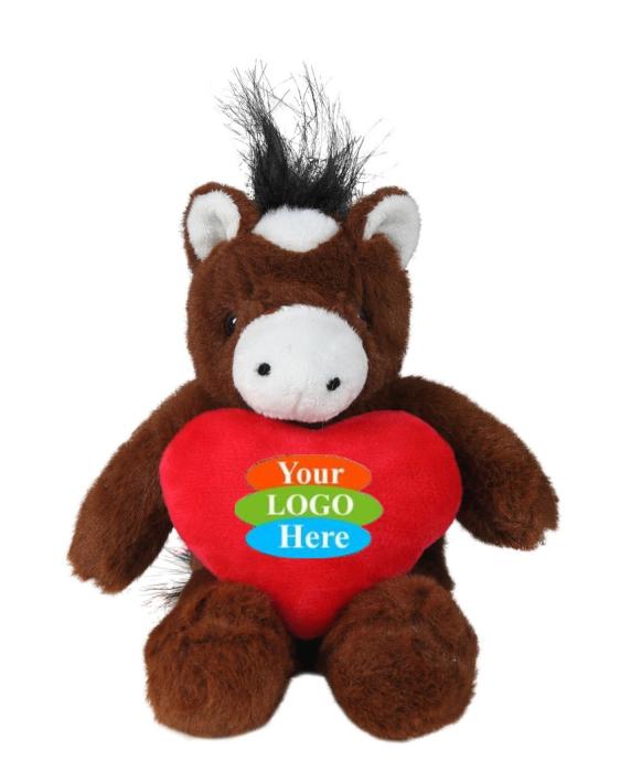 Soft Plush Horse With Heart 8"