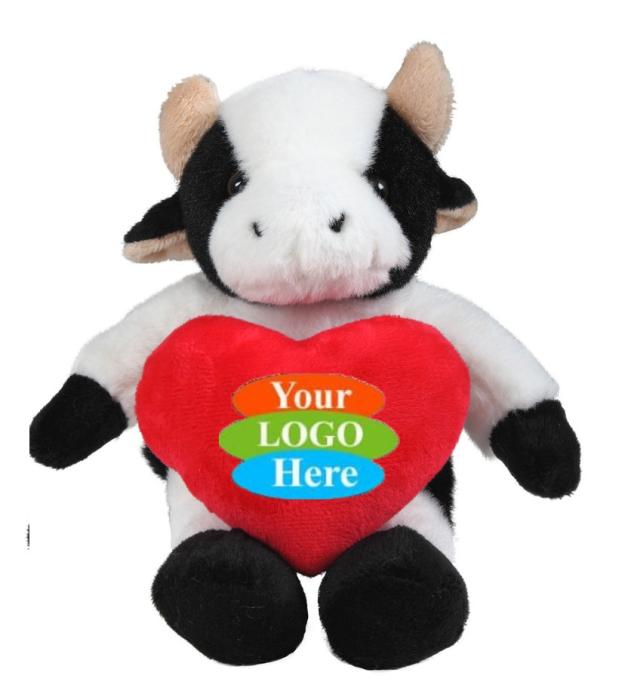 Soft Plush Cow With Heart 8"