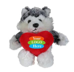 Soft Plush Husky With Heart 8"