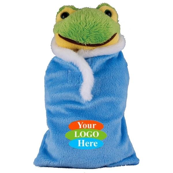 Soft Plush Frog in Baby Sleep Bag Stuffed Animal 12" - Baby Blue