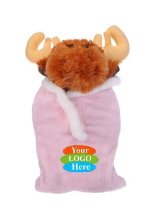 Soft Plush Moose in Sleeping Bag 12"