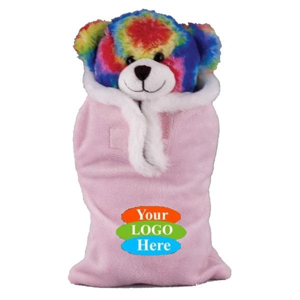 Soft Plush Tie Dye Bear in Baby Sleep Bag Stuffed Animal 12" - Pink